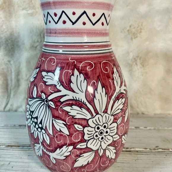 Vintage Orvieto Deruta Italy Pottery‎ Floral Jug Pitcher Vase Earthenware - Picture 9 of 11